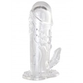 Прозрачная гелевая насадка с клиторальным отростком - 13 см. - Toyfa Basic - в Смоленске купить с доставкой