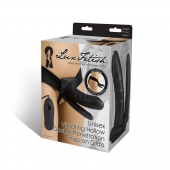 Полый страпон с двумя отростками и вибрацией Unisex Vibrating Hollow Strap-On Double Penetrating Dildo - 17,8 см. - Lux Fetish - купить с доставкой в Смоленске