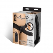 Чёрный полый страпон с вибрацией Unisex Vibrating Hollow Strap-On - 14 см. - Lux Fetish - купить с доставкой в Смоленске