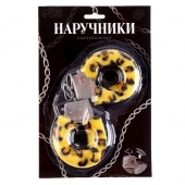 Металлические наручники с леопардовой плюшевой отделкой - Сима-Ленд - купить с доставкой в Смоленске