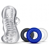 Набор для мужчин Jerk Off: мастурбатор и 3 эрекционных кольца - Blush Novelties - в Смоленске купить с доставкой