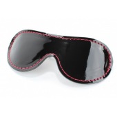 Чёрная перфорированная маска из кожи с красной строчкой - БДСМ Арсенал - купить с доставкой в Смоленске