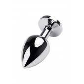 Серебристая коническая анальная пробка с красным кристаллом - 8 см. - ToyFa - купить с доставкой в Смоленске