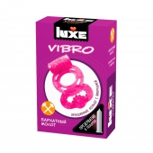 Розовое эрекционное виброкольцо Luxe VIBRO  Бархатный молот  + презерватив - Luxe - в Смоленске купить с доставкой