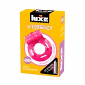 Розовое эрекционное виброкольцо Luxe VIBRO  Ужас Альпиниста  + презерватив - Luxe - в Смоленске купить с доставкой