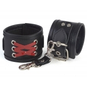 Кожаные наручники с декоративной лаковой шнуровкой - Sitabella - купить с доставкой в Смоленске