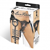 Черные трусики для страпона из патентованной кожи - Lux Fetish - купить с доставкой в Смоленске