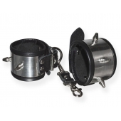 Серебристо-черные наручники с шипами и металлическим блеском - Sitabella - купить с доставкой в Смоленске