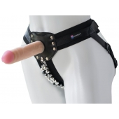 Черный пояс-трусики с насадкой  Гламур Dana  - 15,5 см. - LOVETOY (А-Полимер) - купить с доставкой в Смоленске