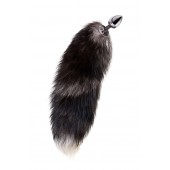 Серебристая металлическая анальная втулка с хвостом чернобурой лисы - размер S - ToyFa - купить с доставкой в Смоленске