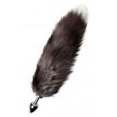 Серебристая металлическая анальная втулка с хвостом чернобурой лисы - размер S - ToyFa - купить с доставкой в Смоленске