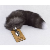 Серебристая анальная пробка с пушистым хвостиком - Sitabella - купить с доставкой в Смоленске