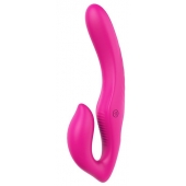 Ярко-розовый безремневой страпон REMOTE DOUBLE DIPPER - 22 см. - Dream Toys - купить с доставкой в Смоленске