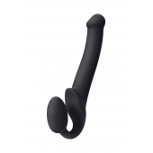 Черный безремневой страпон Silicone Bendable Strap-On M - Strap-on-me - купить с доставкой в Смоленске