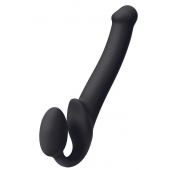 Черный безремневой страпон Silicone Bendable Strap-On M - Strap-on-me - купить с доставкой в Смоленске