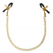 Чёрные с золотом зажимы на соски Gold Chain Nipple Clamps - Pipedream - купить с доставкой в Смоленске