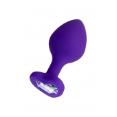 Фиолетовая анальная втулка Diamond Heart с прозрачным кристаллом - 8 см. - ToyFa - купить с доставкой в Смоленске