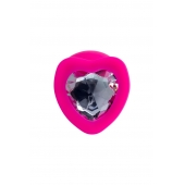 Розовая анальная втулка Diamond Heart с прозрачным кристаллом - 9,5 см. - ToyFa - купить с доставкой в Смоленске