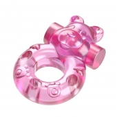 Розовое эрекционное виброкольцо на пенис Pink Bear - Baile - в Смоленске купить с доставкой