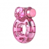Розовое эрекционное кольцо с вибрацией Pink Bear - Baile - в Смоленске купить с доставкой