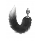 Серебристая анальная пробка с черным хвостом Starlit - Lola Games - купить с доставкой в Смоленске