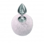 Серебристая анальная пробка с белым пушистым хвостиком Twinkle - Lola Games - купить с доставкой в Смоленске