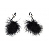 Зажимы на соски с черным пухом Euphoric - Lola Games - купить с доставкой в Смоленске