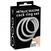 Набор из 3 эрекционных колец под металл Metallic Silicone Cock Ring Set - Orion - в Смоленске купить с доставкой
