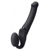 Черный безремневой вибрострапон Silicone Bendable Strap-On M - Strap-on-me - купить с доставкой в Смоленске