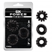 Набор из 3 черных эрекционных колец Gear Up Rings - Chisa - в Смоленске купить с доставкой