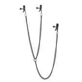 Черные зажимы на соски и клитор на цепочке DELUXE NIPPLE   CLIT CLAMPS - Dream Toys - купить с доставкой в Смоленске