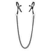 Черные зажимы на соски на цепочке BLAZE DELUXE NIPPLE CLAMPS - Dream Toys - купить с доставкой в Смоленске