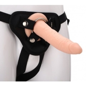 Телесный страпон на черных трусиках STRAP ON REAL DILDO - 20 см. - Dream Toys - купить с доставкой в Смоленске