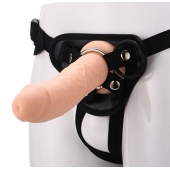 Черные трусики с телесной насадкой STRAP ON REAL DILDO - 21 см. - Dream Toys - купить с доставкой в Смоленске