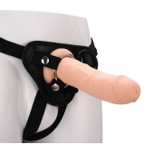 Черные трусики с телесной насадкой STRAP ON REAL DILDO - 21 см. - Dream Toys - купить с доставкой в Смоленске