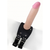 Черный узкий пояс на бедро с телесной насадкой - LOVETOY (А-Полимер) - купить с доставкой в Смоленске