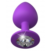 Фиолетовая анальная пробка со стразом Her Little Gem Large Plug - 9,5 см. - Pipedream - купить с доставкой в Смоленске