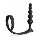 Черная анальная цепочка с эрекционным кольцом Ass-gasm Cockring Anal Beads - Pipedream - в Смоленске купить с доставкой
