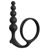 Черная анальная цепочка с эрекционным кольцом Ass-gasm Cockring Anal Beads - Pipedream - в Смоленске купить с доставкой