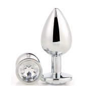 Серебристая анальная втулка с прозрачным кристаллом - 7,1 см. - Dream Toys - купить с доставкой в Смоленске