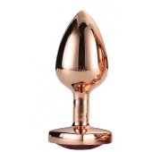 Золотистая анальная втулка с кристаллом-сердечком розового цвета - 7,1 см. - Dream Toys - купить с доставкой в Смоленске