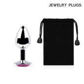 Серебристая анальная пробка с малиновым кристаллом - 7,2 см. - Anal Jewelry Plug - купить с доставкой в Смоленске