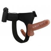 Страпон с вагинальной пробкой и вибрацией Ultra Passionate Harness - 16 см. - Baile - купить с доставкой в Смоленске