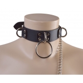 Черный кожаный ошейник Big Ring - Sitabella - купить с доставкой в Смоленске