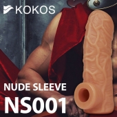 Телесная открытая насадка-реалистик с подхватом мошонки Nude Sleeve L - 14 см. - KOKOS - в Смоленске купить с доставкой