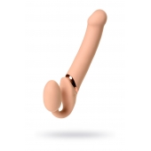 Телесный безремневой вибрострапон Vibrating Bendable Strap-On L - Strap-on-me - купить с доставкой в Смоленске