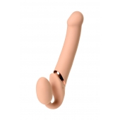 Телесный безремневой вибрострапон Vibrating Bendable Strap-On L - Strap-on-me - купить с доставкой в Смоленске