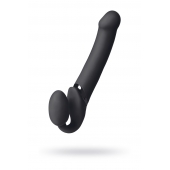 Черный безремневой вибрострапон Vibrating Bendable Strap-On L - Strap-on-me - купить с доставкой в Смоленске