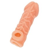 Телесная закрытая насадка с венками Cock Sleeve Size L - 17,6 см. - KOKOS - в Смоленске купить с доставкой