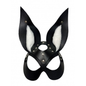 Черная маска зайки с белым мехом на ушках Miss Bunny - БДСМ Арсенал - купить с доставкой в Смоленске